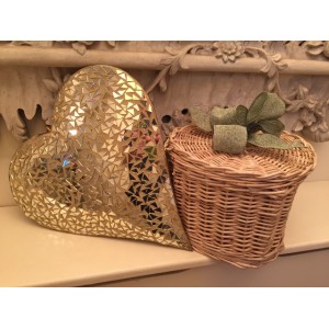 Autumn Gold Creamy White Wicker Willow Heart Shape Cremation Ashes Urn – Eternal Bow Green Meadow
